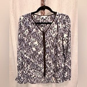 CAbi navy and white animal print blouse - S